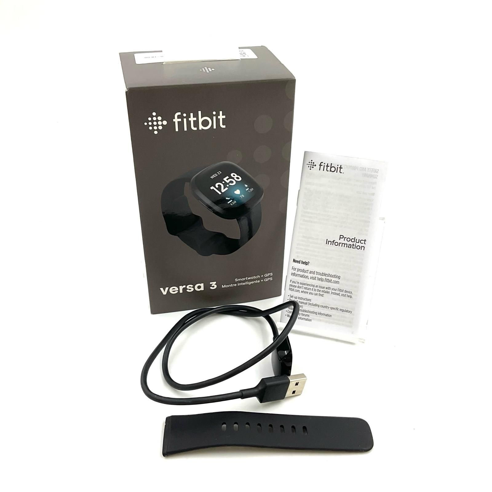 fitbit Versa 3 FB511BKBK-FRCJK 動作確認済【全額返金保証