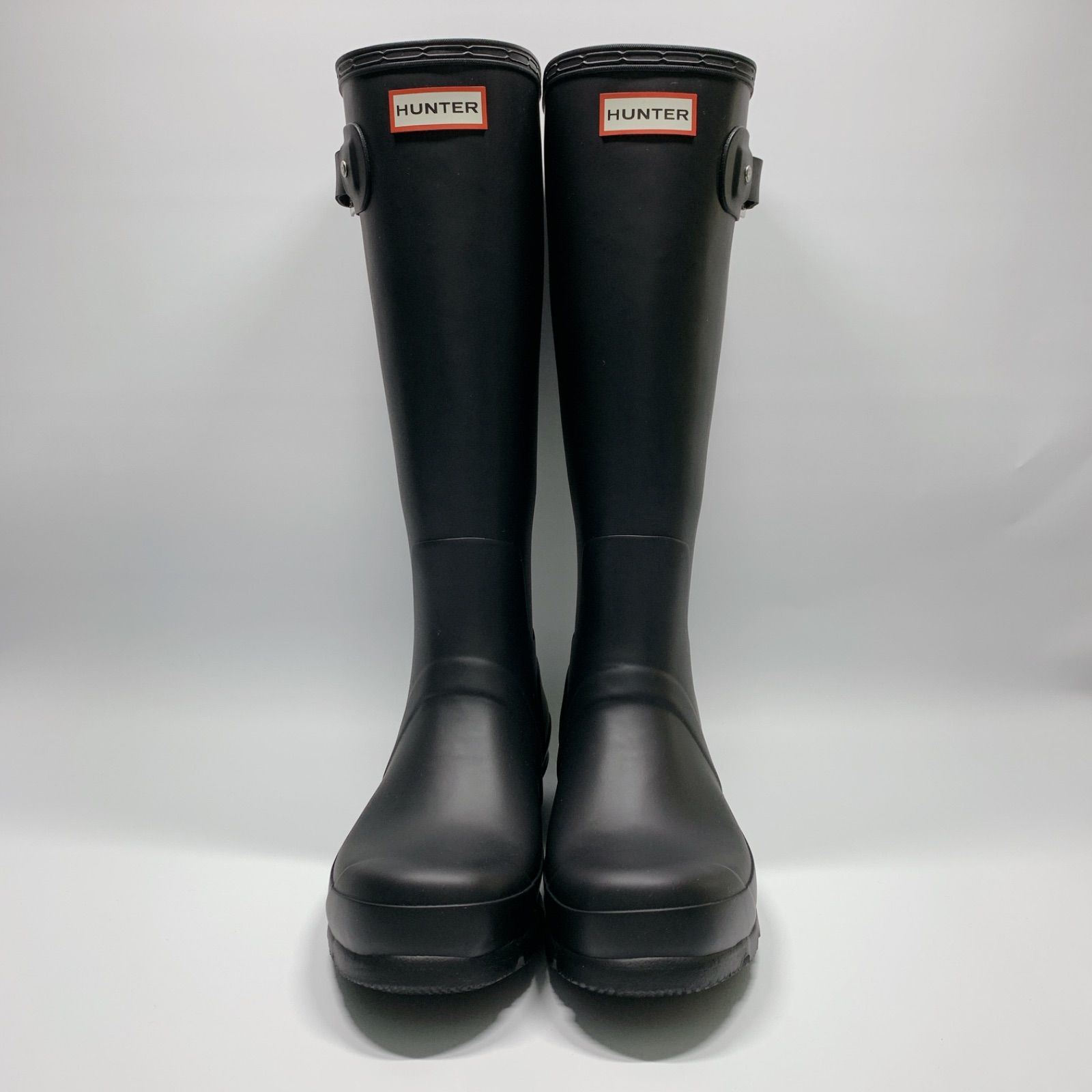♥に近い◯ HUNTER ハンター レインブーツ ブラック バックル付き 40 25 25.5相当 長靴 レインシューズ