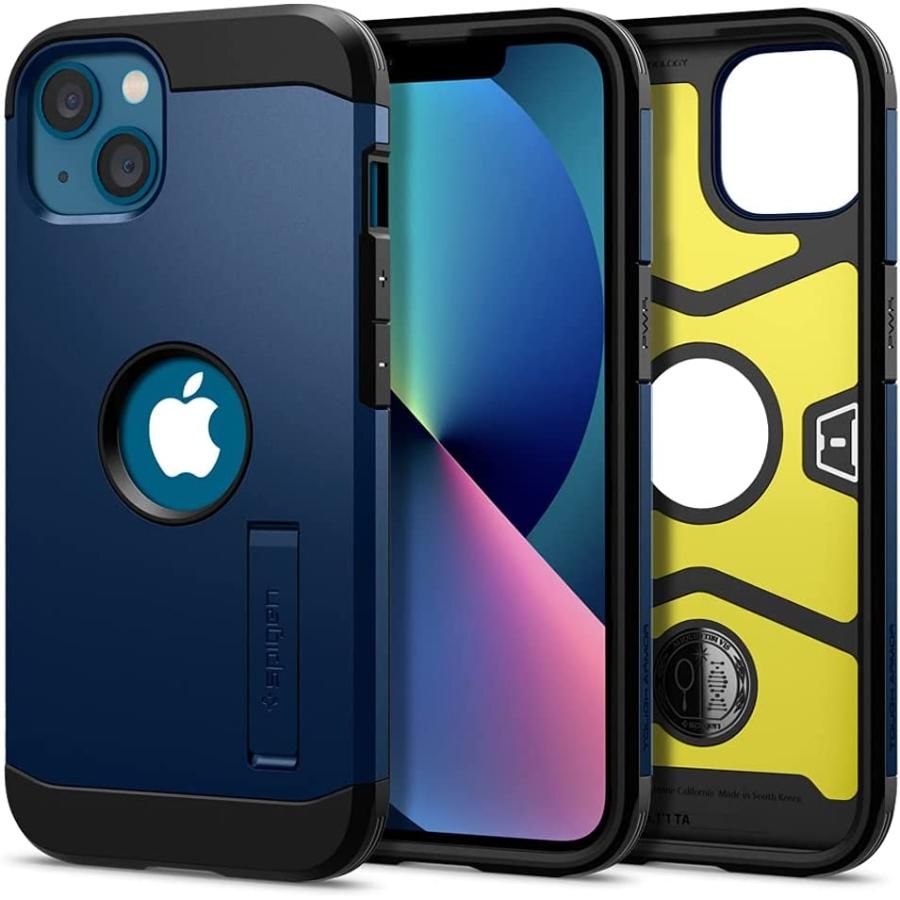 iPhone13 ケース Spigen スタンド付 Magsafe対応 ネイビーブルー 