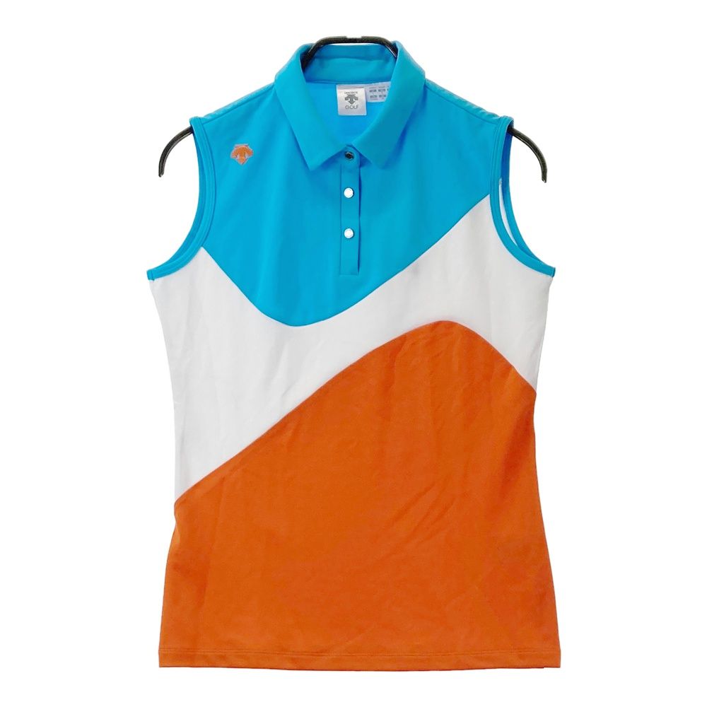 サイズ：L DESCENTE GOLF デサントゴルフ  ノースリーブポロシャツ  ブルー系 [240101471611] ゴルフウェア レディース ストスト サイズ：L DESCENTE GOLF デサントゴルフ ノースリーブ
