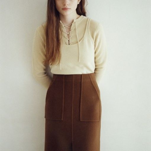 AURALEE オーラリー 日本製 WOOL RIB KNIT LACE-UP P/O 14.5