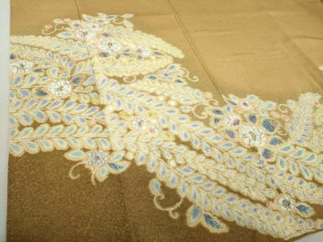 平和屋着物○訪問着 駒刺繍 総絞り 露芝花文 暈し