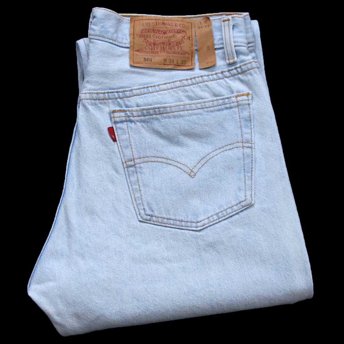 90s Levi sリーバイス 501 デニムパンツ アイスブルー W34 L30 オールド ビンテージ ジーンズ ストレート サークルR