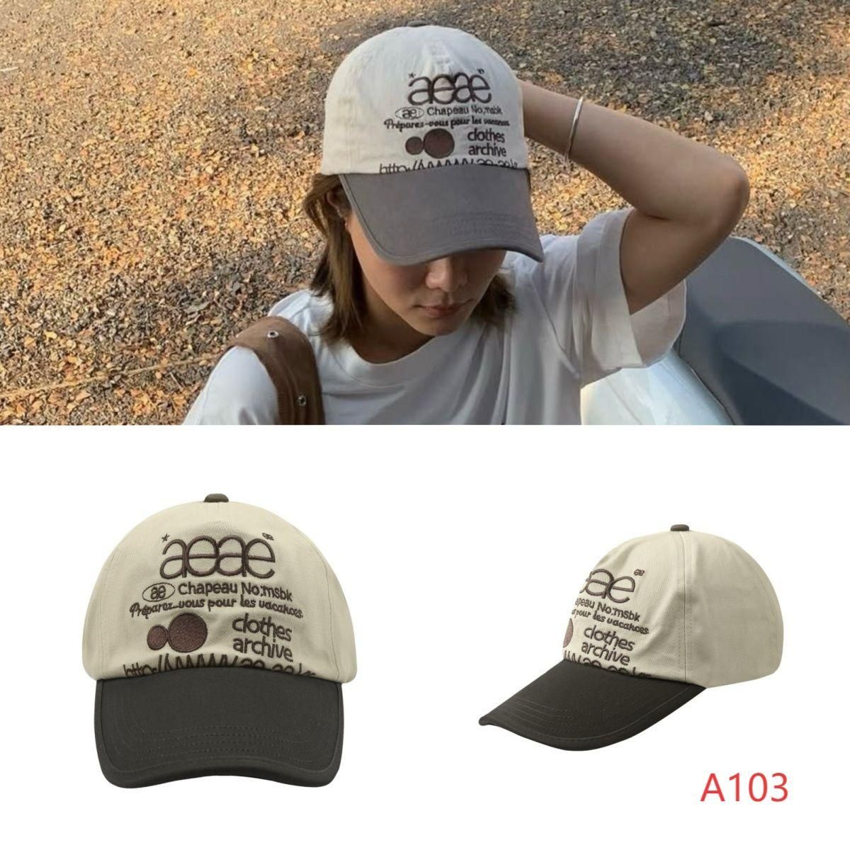 韓国aeae 芸能人同款 刺繍アルファベット 迷彩柄 ベースボール