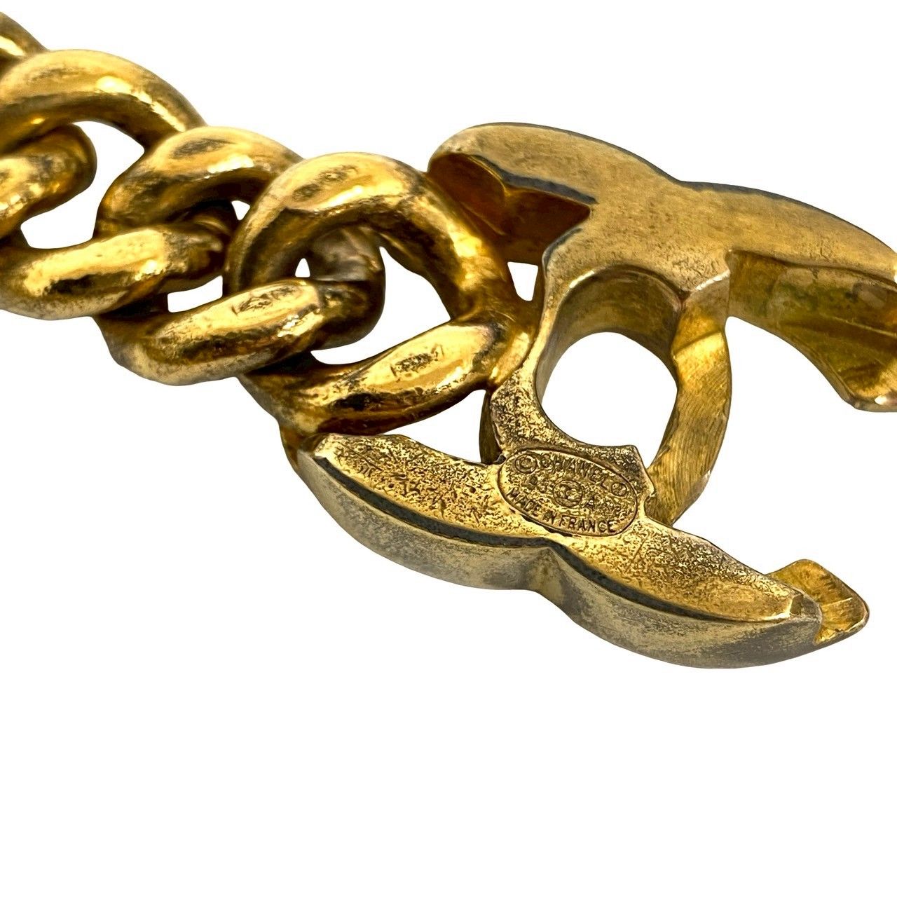 コメあり 95A CHANEL シャネル ヴィンテージ ココマーク チェーン ブレスレット バングル レディース ゴールド 14540