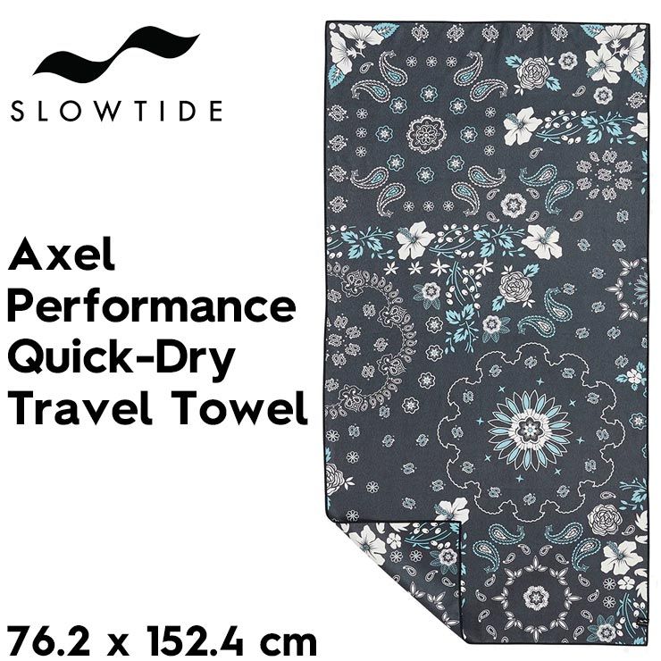 ビーチタオル バスタオル クイックドライ SLOWTIDE スロータイド Axel Performance Quick-Dry Travel Towel - Black STQD048 日本代理店