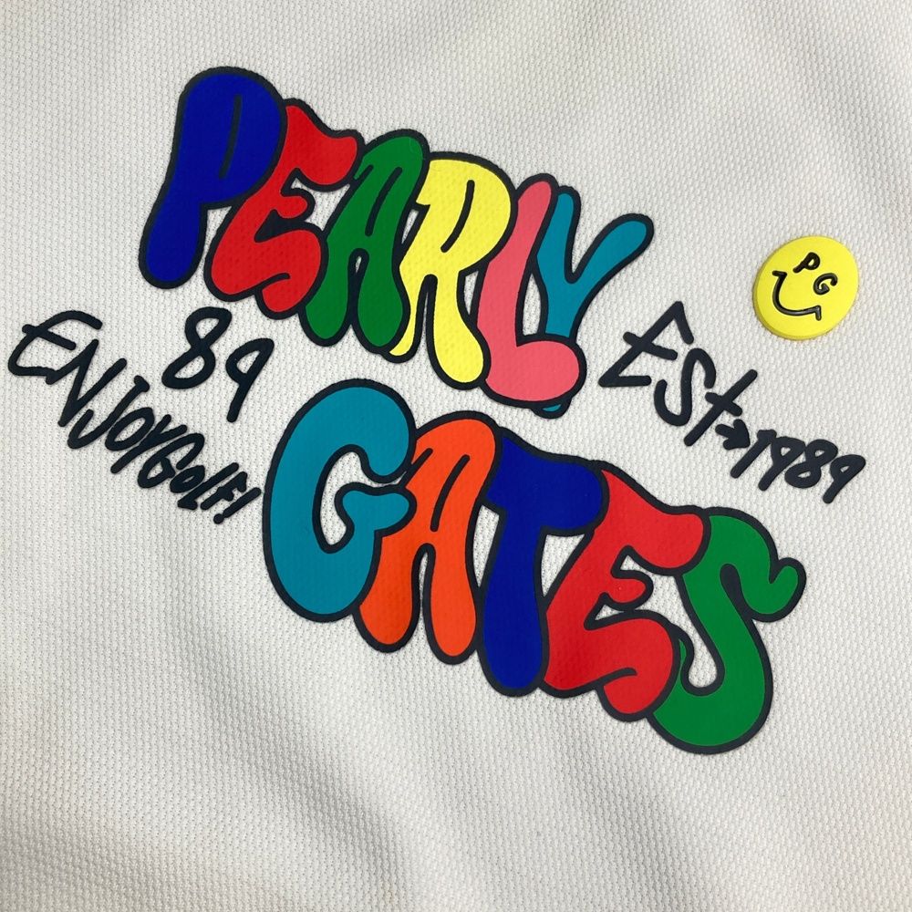 サイズ：0 PEARLY GATES パーリーゲイツ 2024年モデル ニコちゃん クルーネック 半袖Tシャツ  ホワイト系 [240101412838] ゴルフウェア レディース ストスト サイズ：0 PEARLY GATES パーリーゲイツ 2024年モデル ニコ