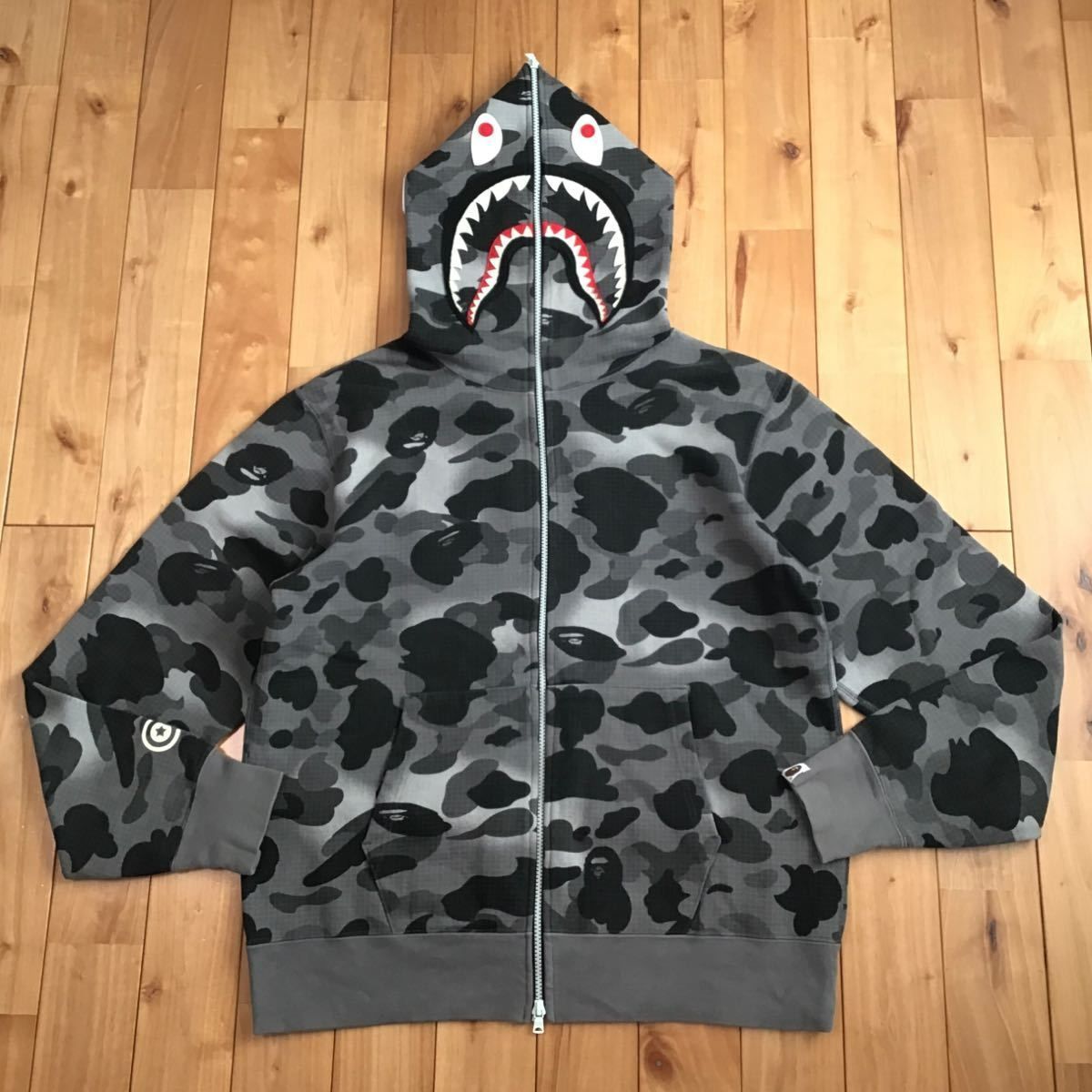 ☆蓄光☆ Grid Camo SHARK FULL ZIP HOODIE Lサイズ a bathing ape