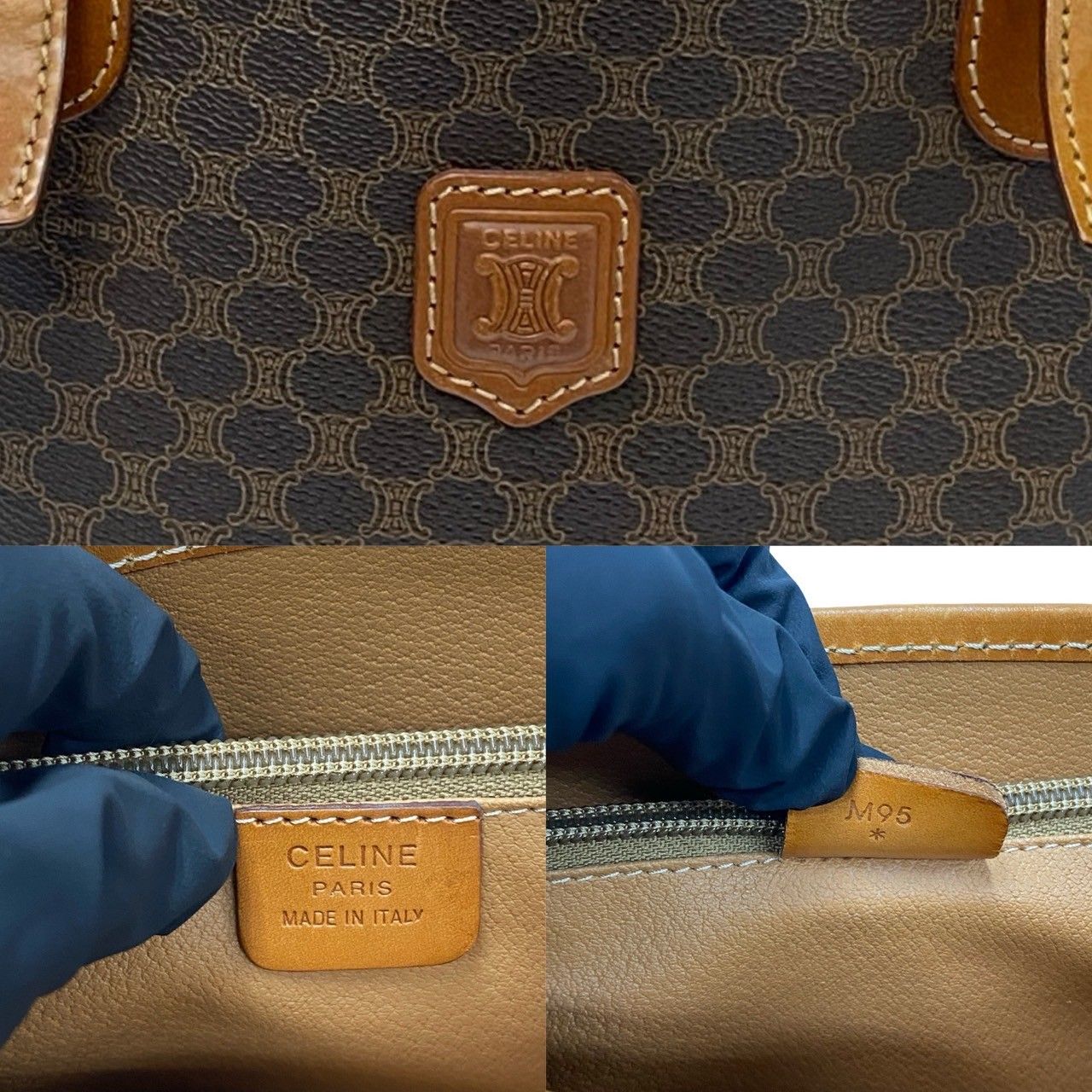 極 美品 CELINE セリーヌ ヴィンテージ マカダム ブラゾン ロゴ 総柄 