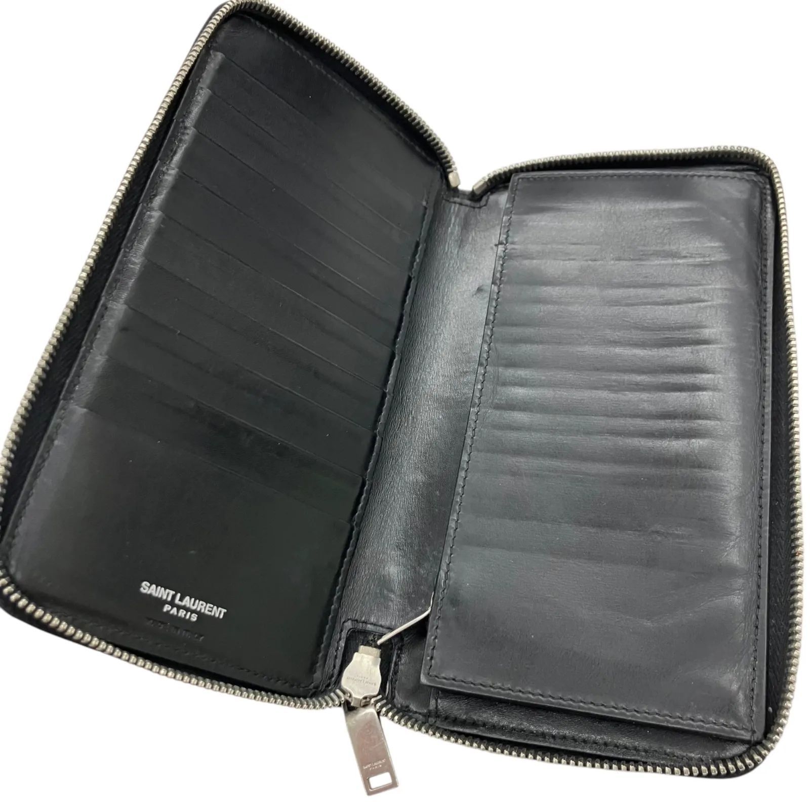 186005 現状品 サンローランパリ YSLロゴ レザーブラック 長財布
