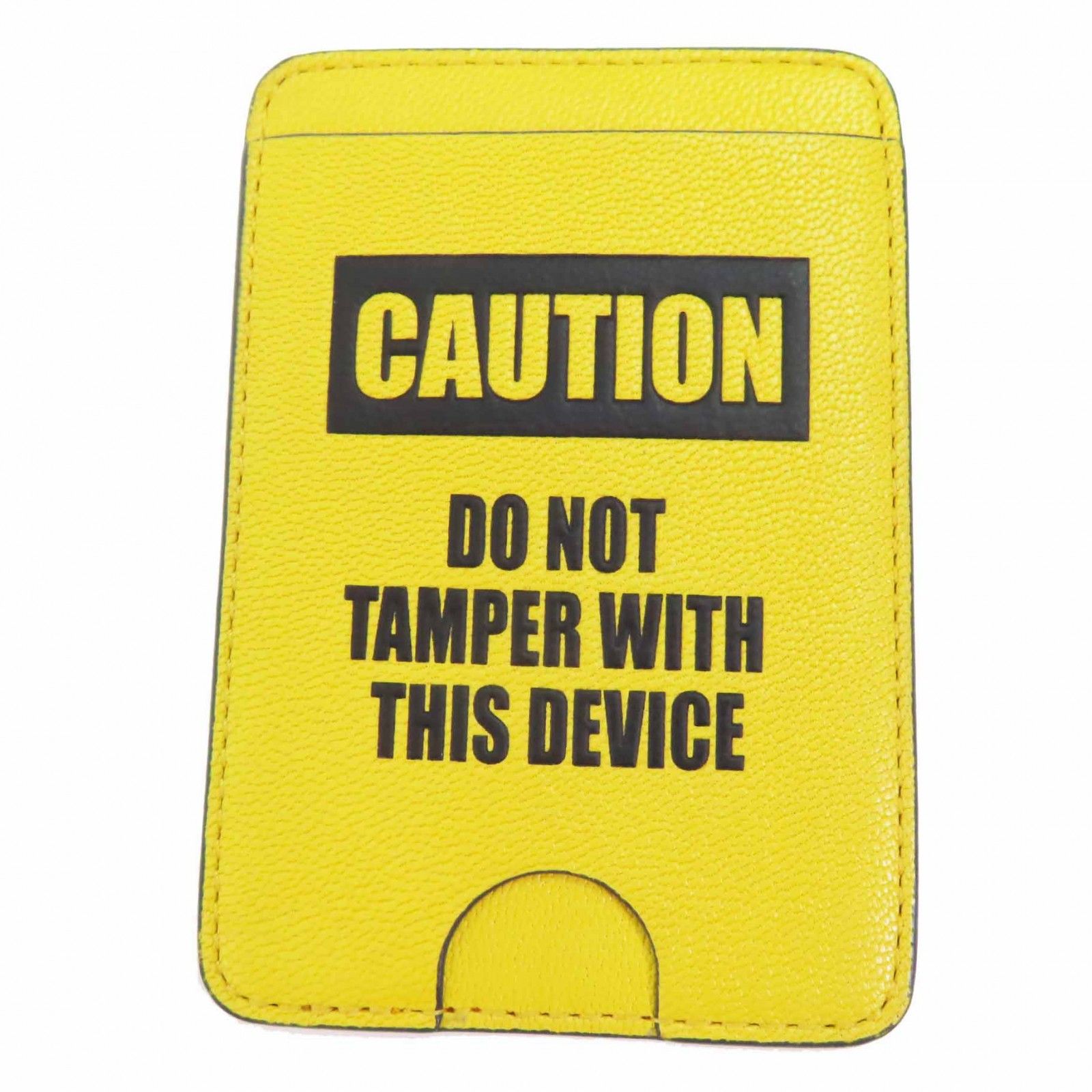 ◎ANYA HINDMARCH アニヤ ハインドマーチ Caution Magnetic Caution AHロゴ入り マグネット レザー カードケース イエロー き レディース 定価25 300円