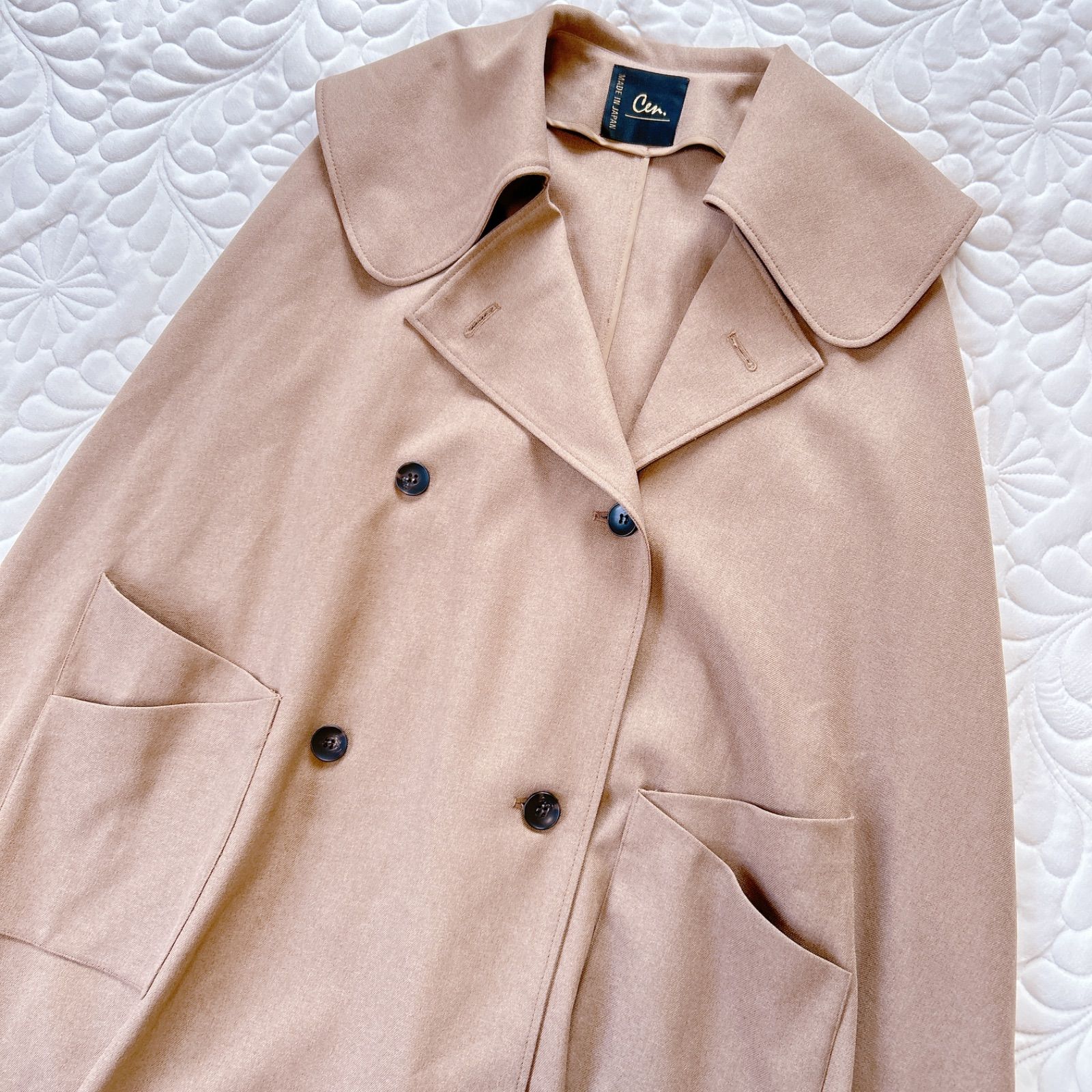 Cen. セン ダブルブレスト ケープ ポンチョ コート トレンチコート