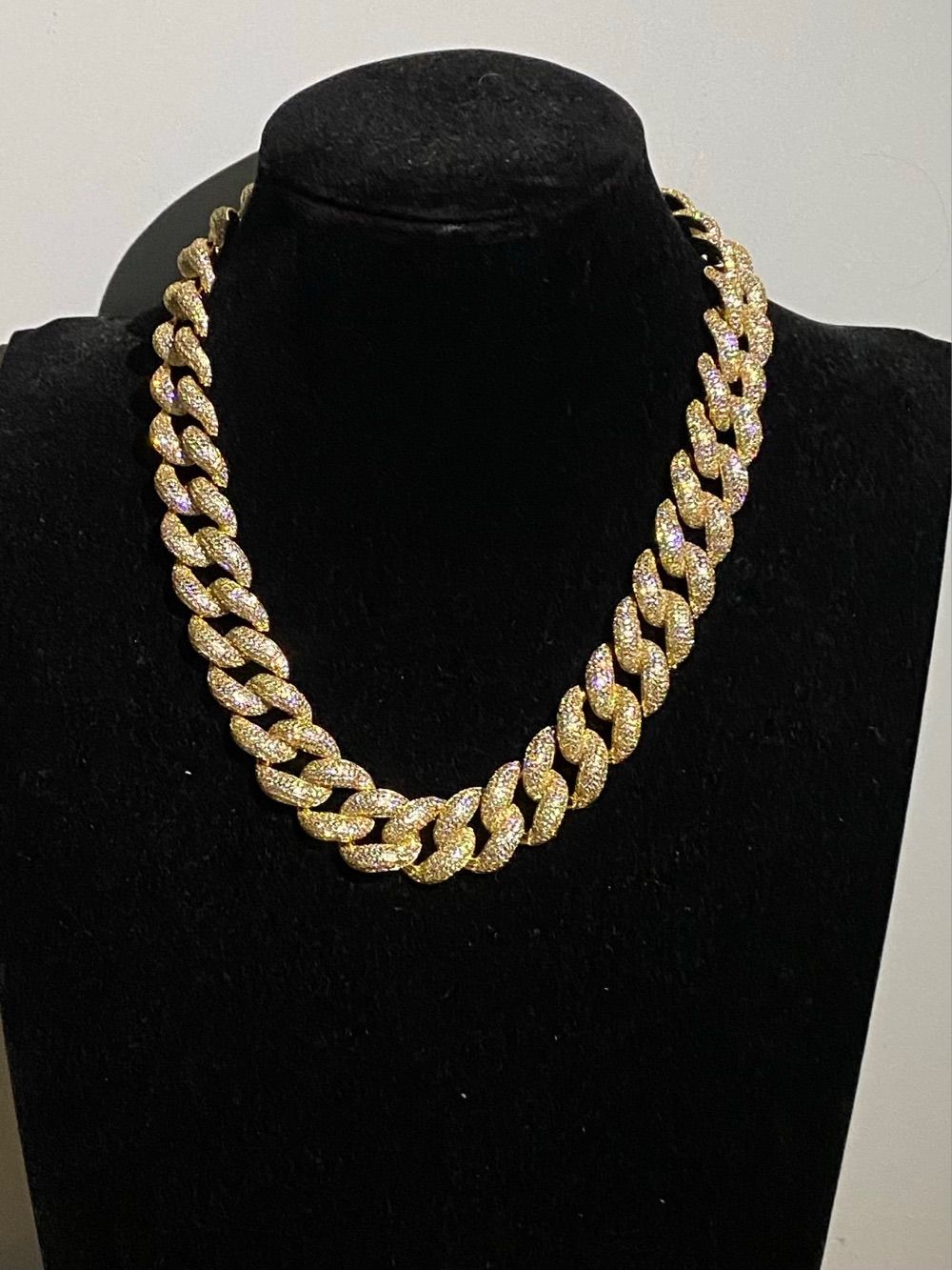 モリモリ】 幅18ミリ18インチゴールドパヴェ留めLEX 喜平ネックレス  