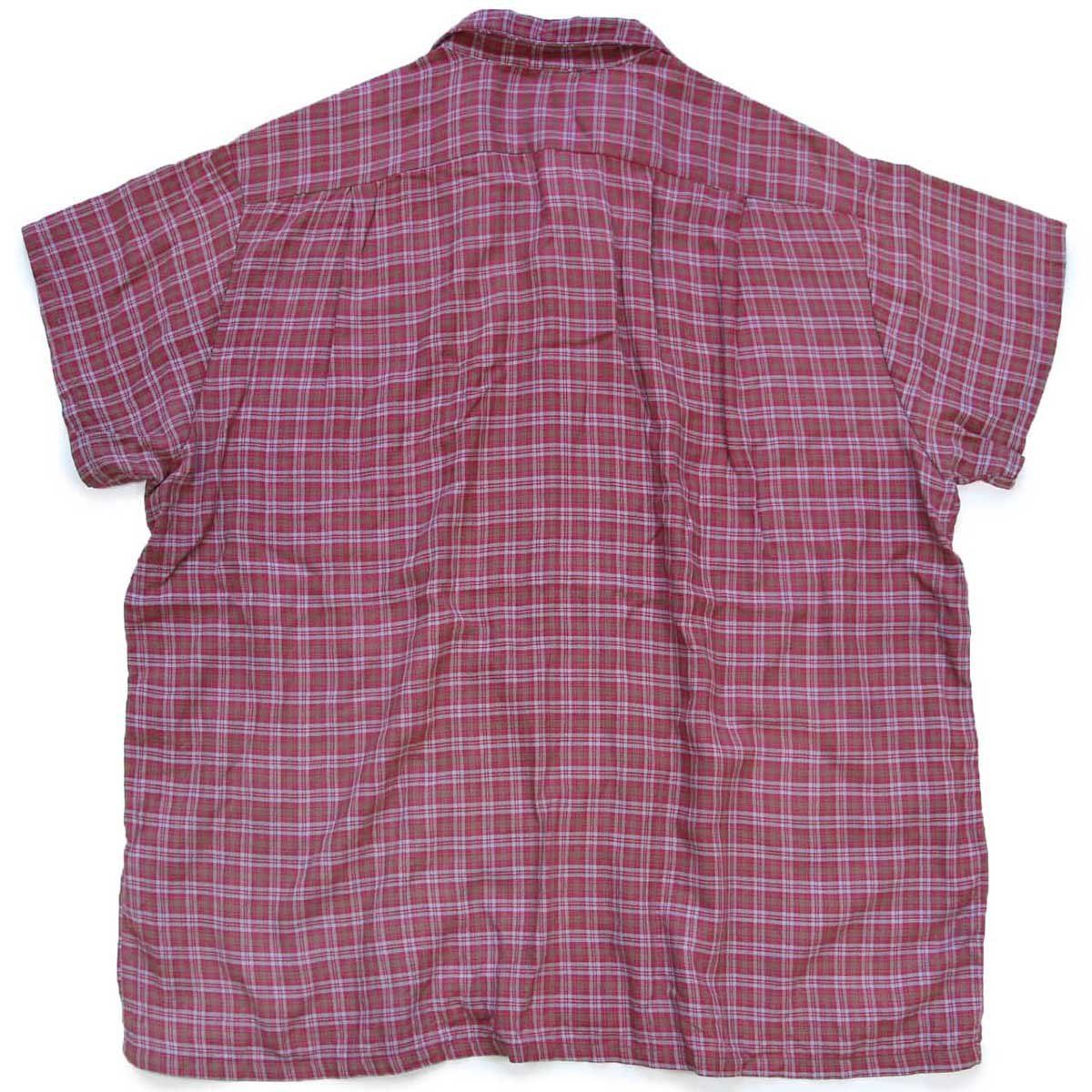 70s UNKNOWN Country Squire チェック 半袖 オープンカラー レーヨンシャツ カスタム ビンテージ ボックス 開襟 ダメージ