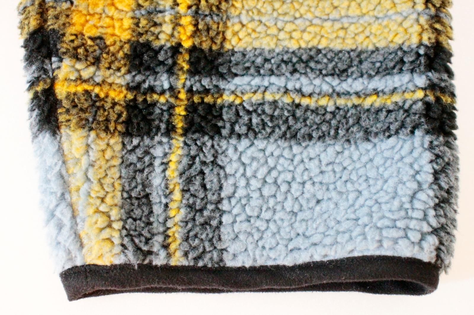 trois|ボア|フリースジャケット|F|水色 アクアブルー|チェック|t206-84010