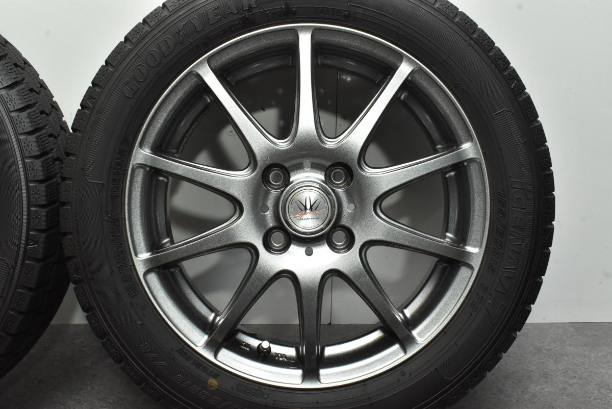 【美品】ロクサーニスポーツ 15in 4.5J +45 PCD100 グッドイヤー アイスナビ7 165/60R15 デリカミニ D:2 ハスラー ソリオ Kei 送料無料