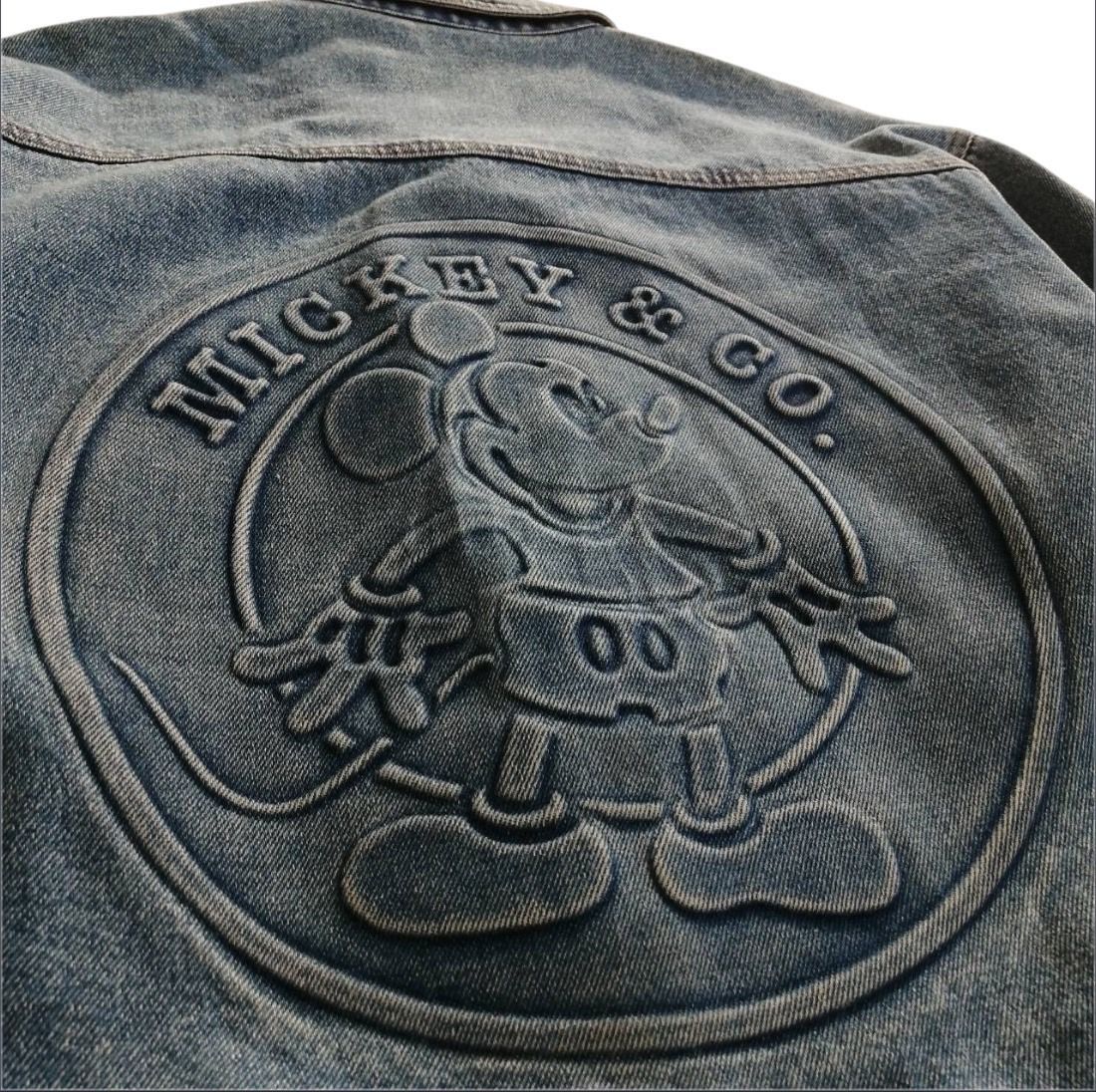 90年代 Mickey&Co. ディズニー デニムジャケット Gジャン ミッキー 型