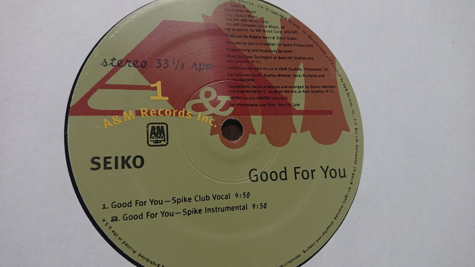 激レア！SEIKO松田聖子「GOOD FOR YOU」非売品海外プロモアナログ！ レア！SEIKO松田聖子「GOOD FOR YOU」#2海外非売品プロモ