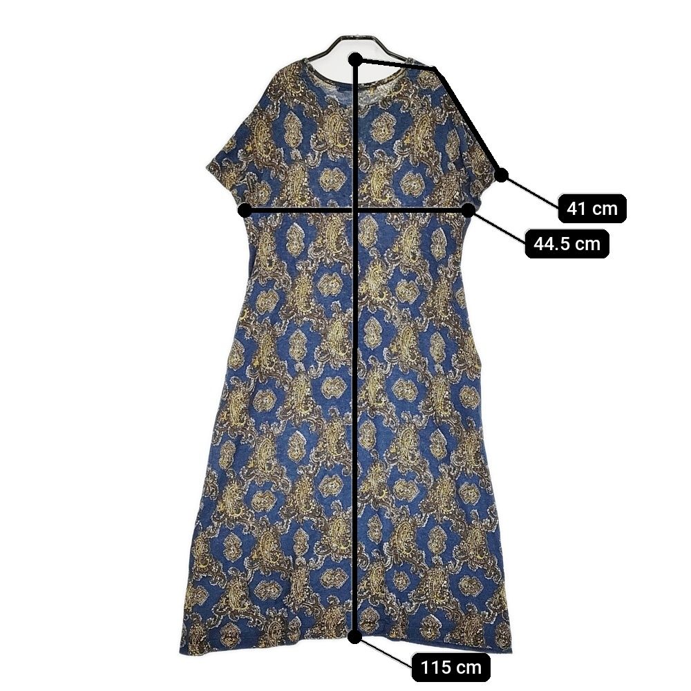 45R/45rpm インディゴギマニットプリントワンピース 定価52800円 ネイビー レディース フォーティーファイブアールピーエム【中古】5-0608S♪ 45R/45rpm インディゴギマニットプリントワンピース 定価52800円