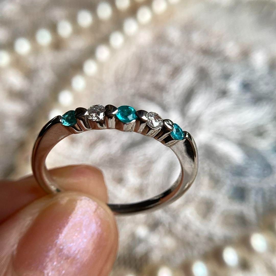 k18WG ネオンブルーパライバトルマリン　銅2.6 ％ ハート留め　ダイヤ指輪 k18WG ネオンブルー パライバトルマリン 銅2.6％ ハートモチーフ留め