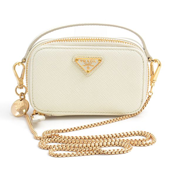 プラダ バッグ レディース サフィアーノ ミニポーチ 2WAYバッグ ショルダーバッグ ホワイト PRADA 1NR025