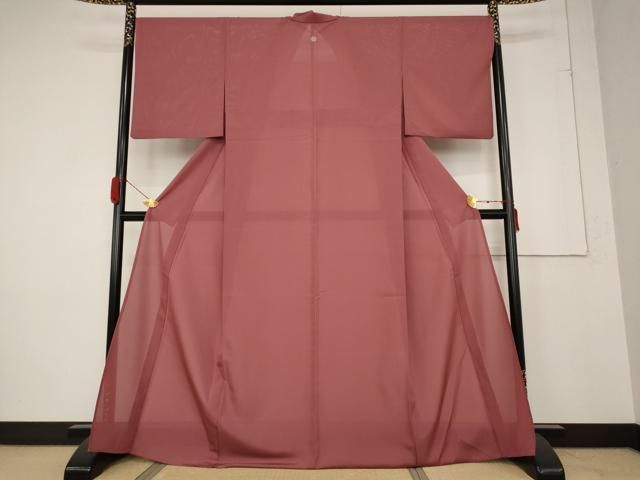 平和屋着物＊夏物 人間国宝 羽田登喜男監修 色無地 絽 銀朱色 高島屋扱い 洗える着物 AABB0640st