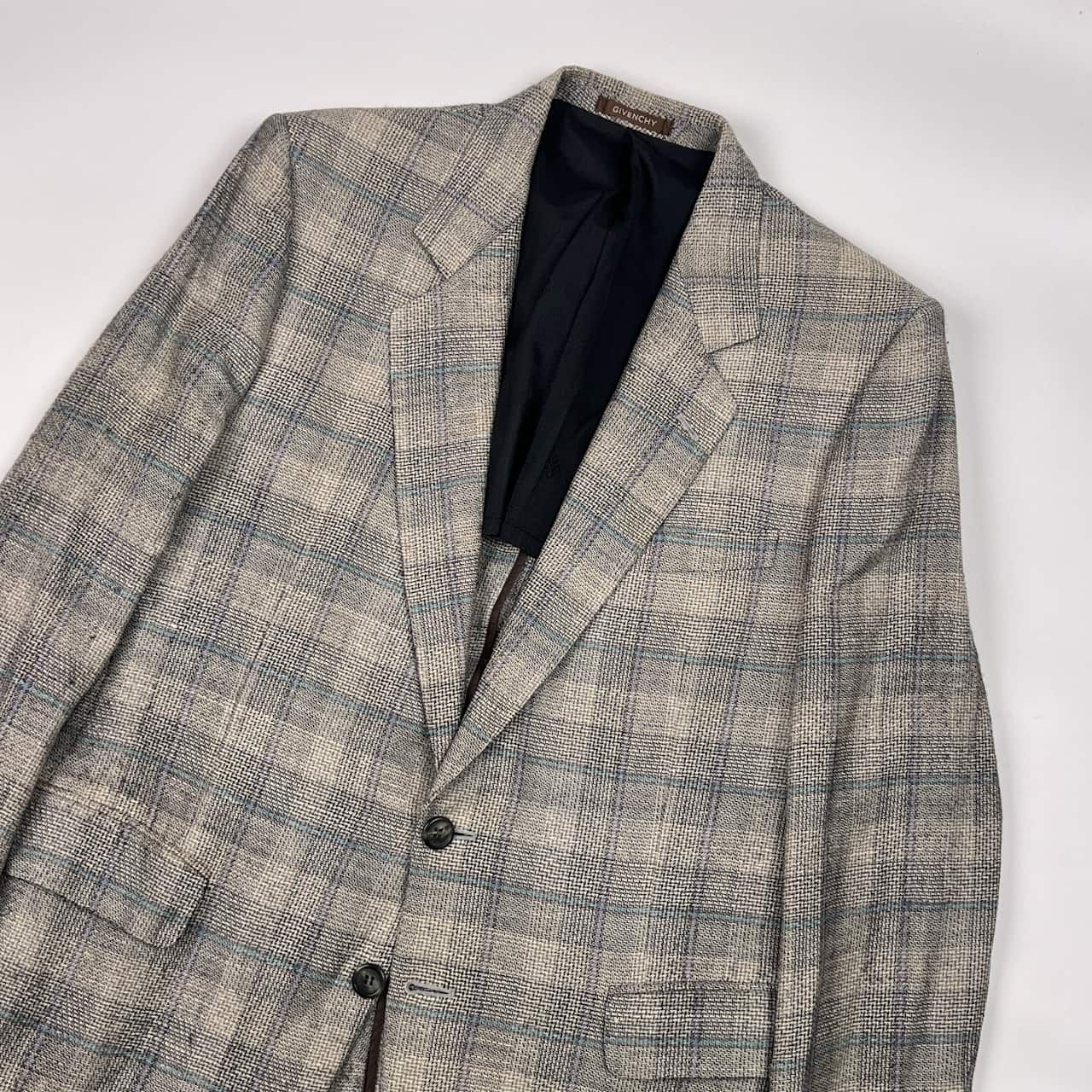リネン シルク混 GIVENCHY ジバンシィ チェック 背抜き テーラード