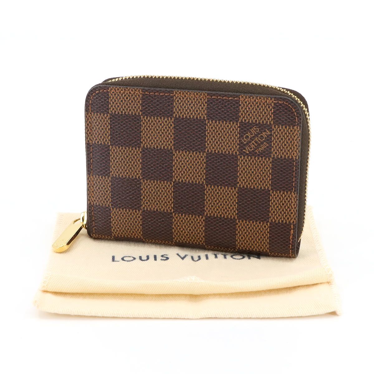 ♥ 展示品 ルイ ヴィトン LOUIS VUITTON ダミエ ジッピー コインパース 小銭入れ コインケース エベヌ N63070 ゴールド 金具 90299611