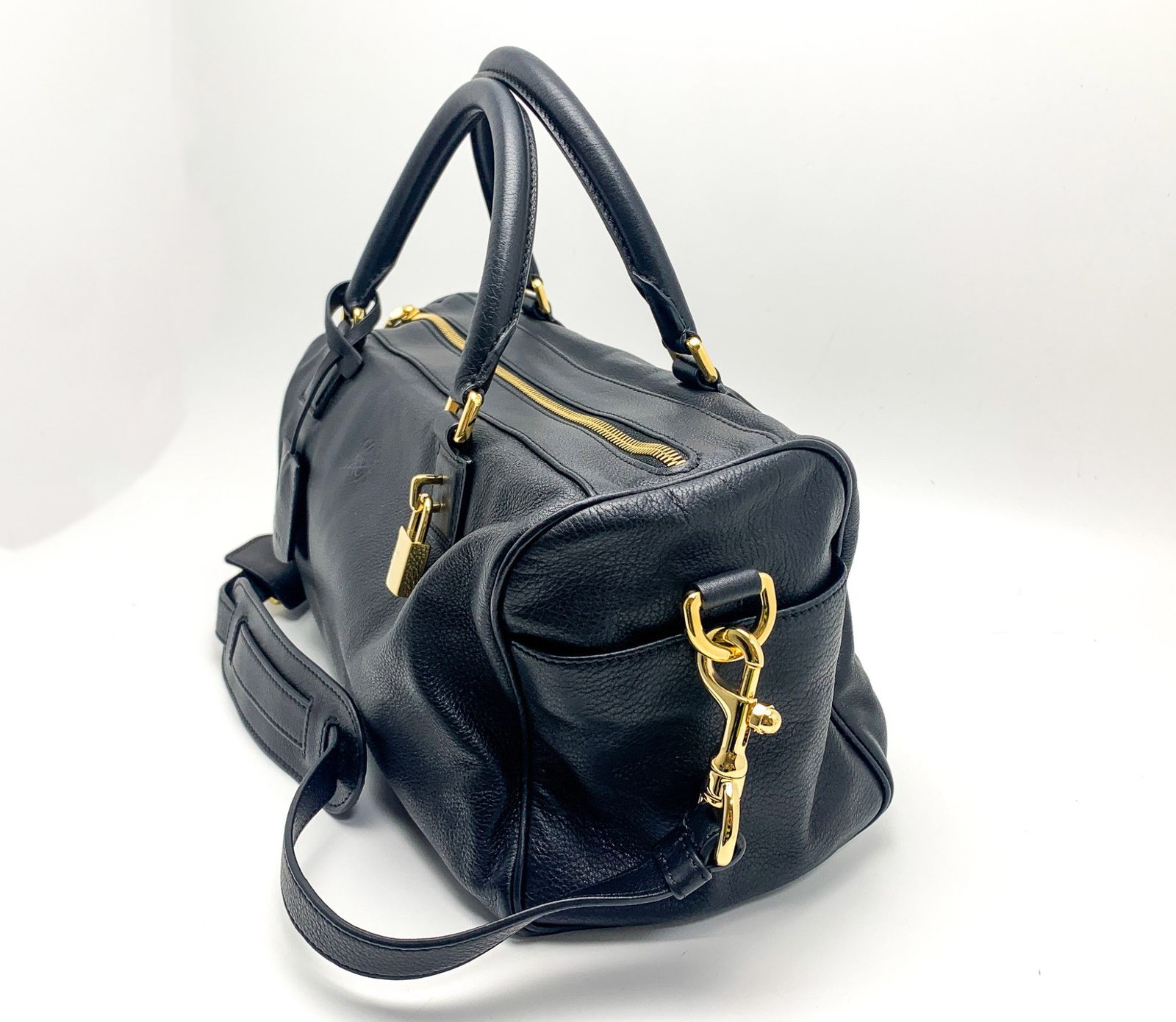 LOEWE ロエベ 黒 ブラック アナグラム アメ ボストン型 2WAY 