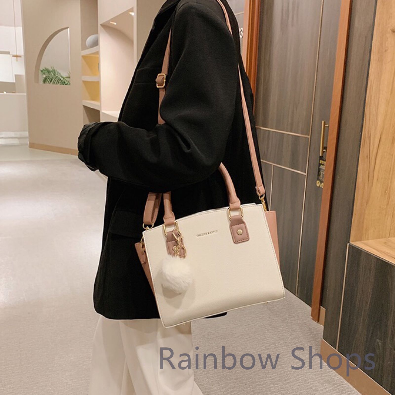 【SELF-PORTRAIT】上質フェミニン チャーム付きショルダーバッグ 2way/本革 コロンとした可愛いフォルムのショルダーバッグ 軽量