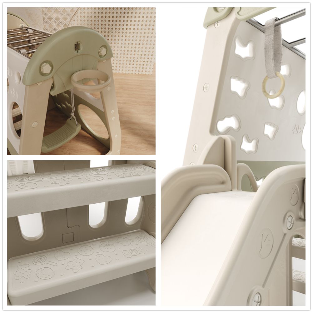 すべり台&ブランコ付きジャングルジム(グレー&ベージュ) すべり台&ブランコ付きジャングルジム(グレー&ベージュ) 室内用