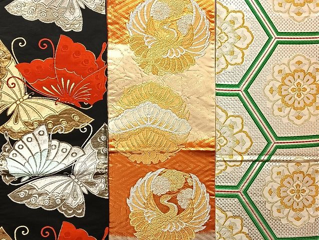 【袋帯】未使用品/本金箔煌めく＊西陣織＊鳳凰と鶴の吉祥文/花尽くし/424cm 京都西陣老舗「名門-となみ織物謹製-京の名宝」 鳳凰柄 豪華絢爛