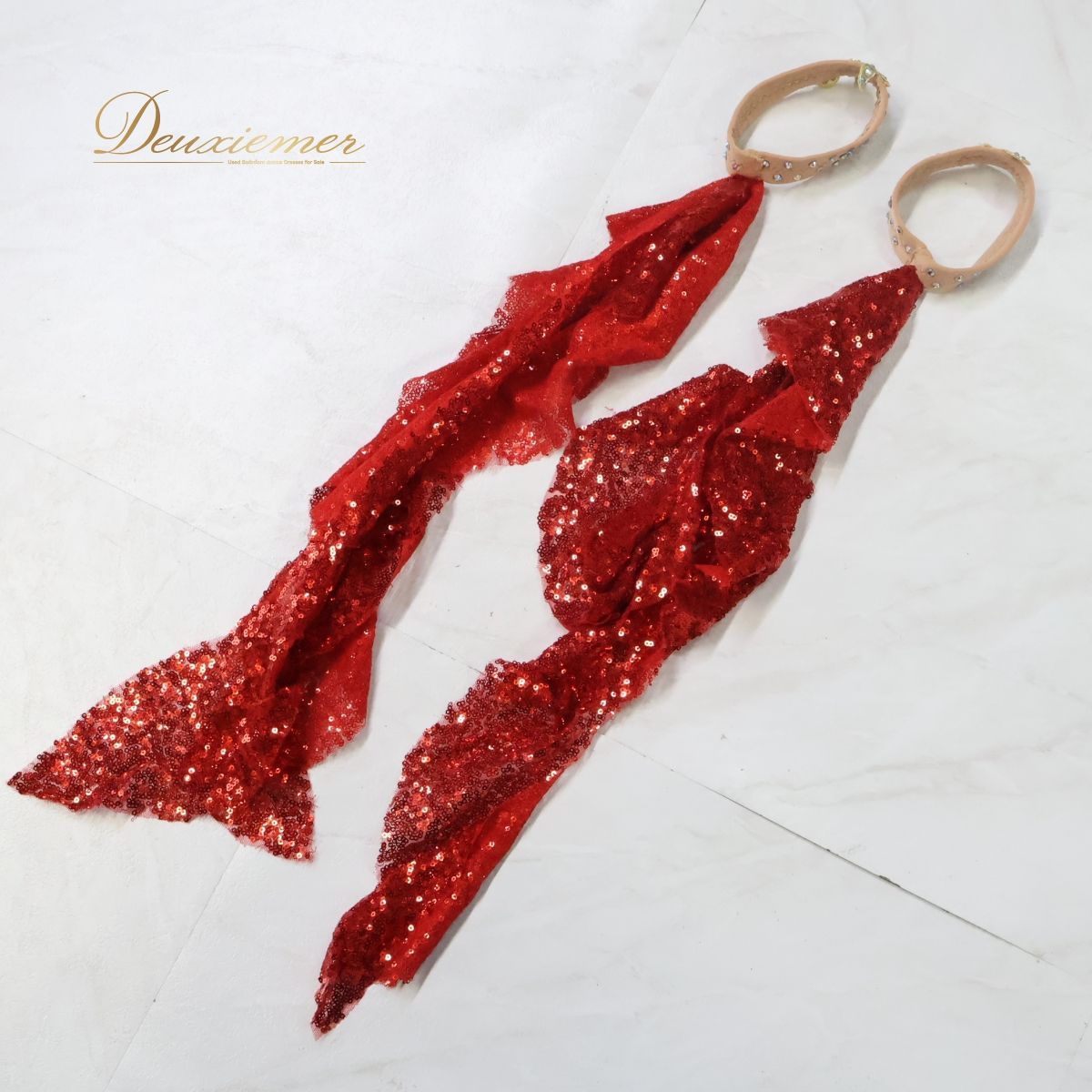 ベリーダンス用 オリエンタル衣装】レッド ラインストーン 赤 シルバー