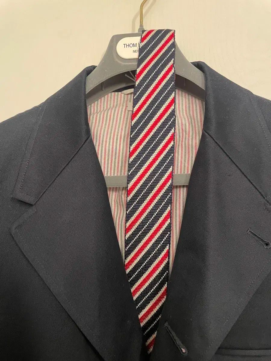 トムブラウン シルク×コットン レジメンタルストライプ柄ネクタイ
