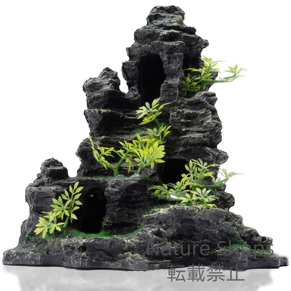 【新品未使用】アクアリウム オブジェ 岩 山 隠れ家 水槽 オーナメント 置物 インテリア 装飾 lacp85