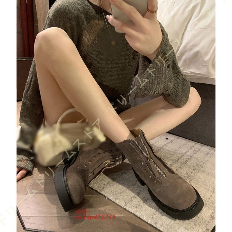 牛革スエード ジップアップ