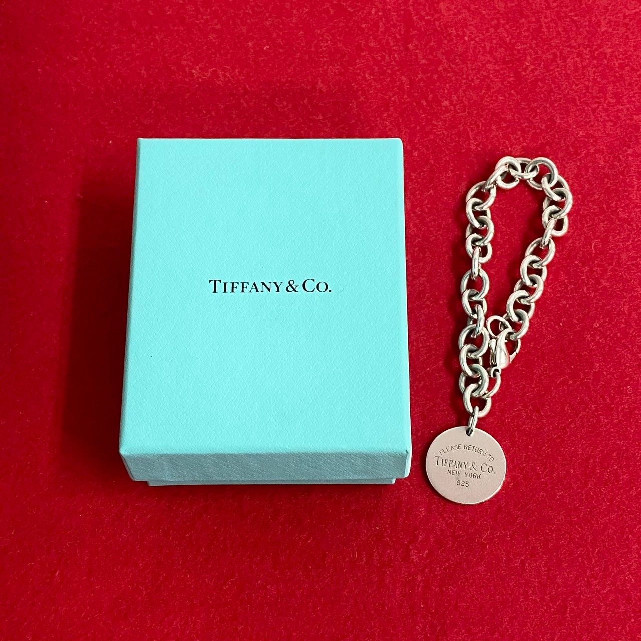 極 美品 箱 袋付 TIFFANY&Co. ティファニー リターントゥ サークル タグ ロゴ シルバー925 チェーン ブレスレット バングル  シルバー 22169