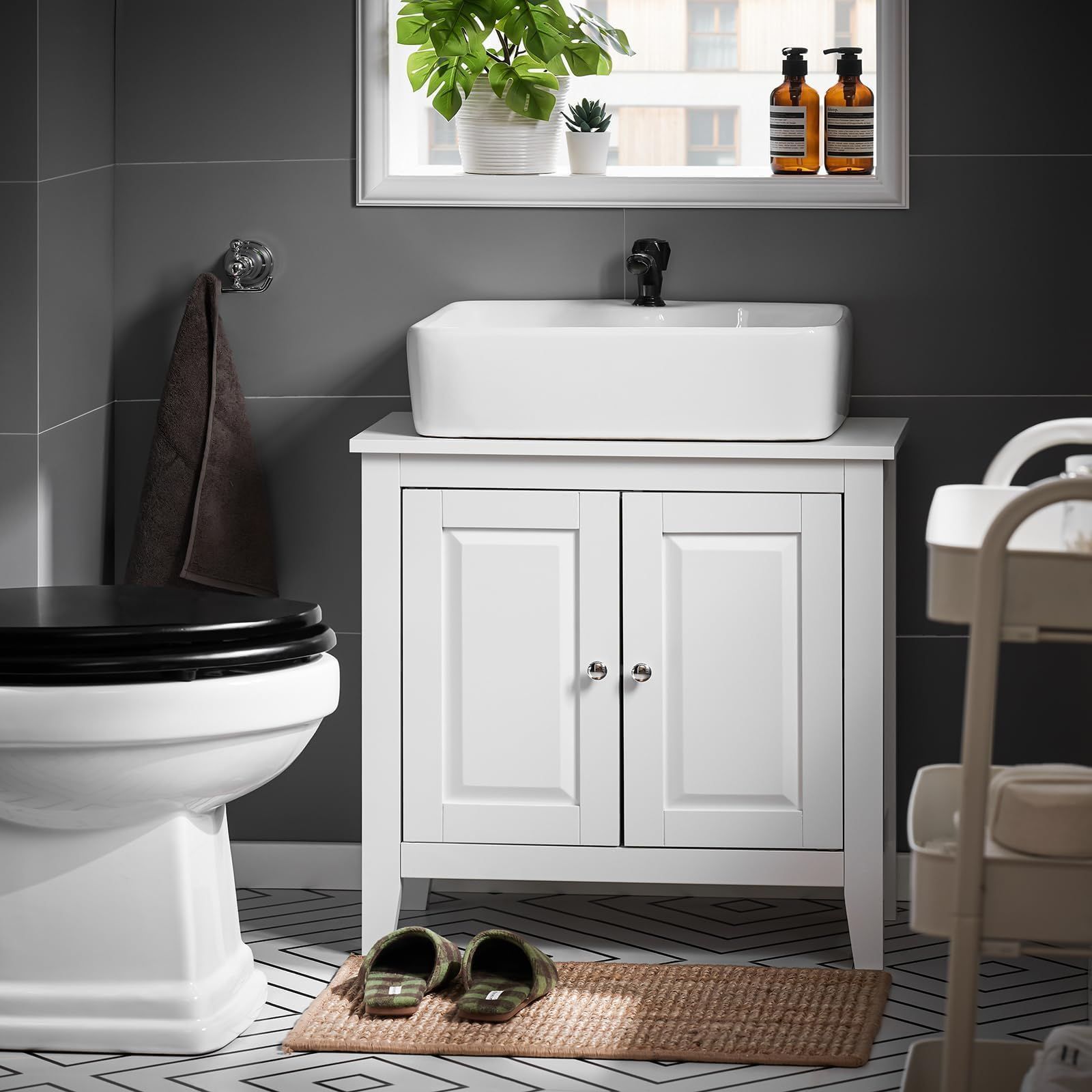 キャビネット 幅60 奥行30 高さ62cm 洗面所収納棚 おしゃれ 洗面ボウル下のキャビネット収納 洗面所収納キャビネット 洗面台下収納 収納 洗面所 洗面化粧台 収納 洗面台 FRG202-W 洗面ボールは付属されてない 別途でご ください SoBu