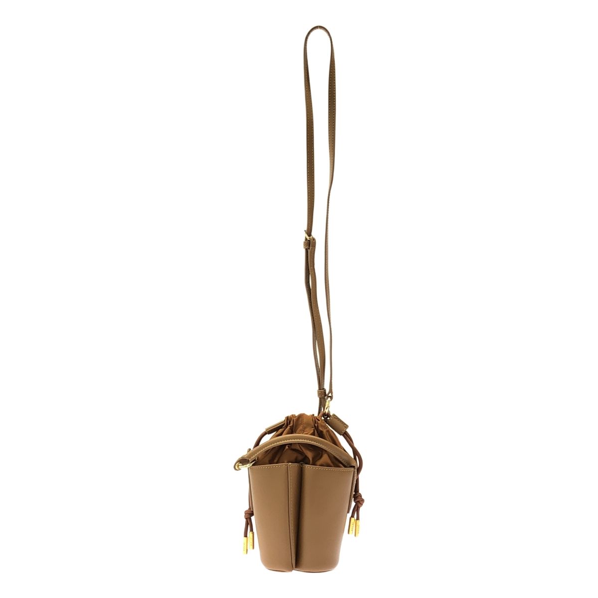 sacai | サカイ | s Leather Basket Micro | 2way ショルダー付き レザー 巾着 ハンドバッグ ポーチ | OS | ブラウン | レディース