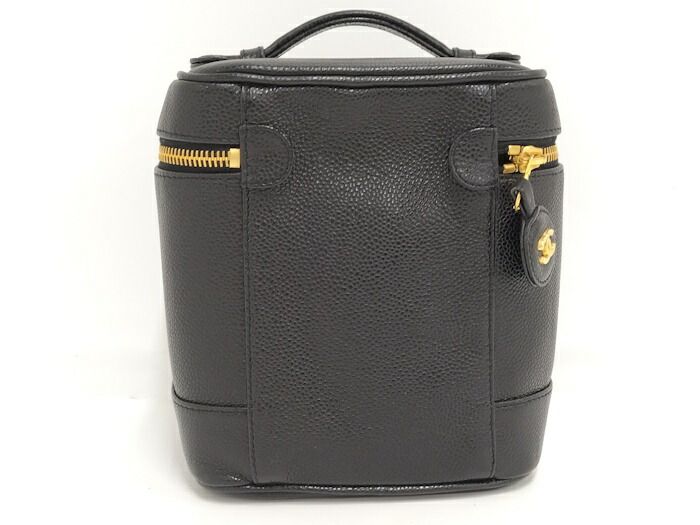 CHANEL バニティバッグ 化粧ポーチ キャビアスキン レザー