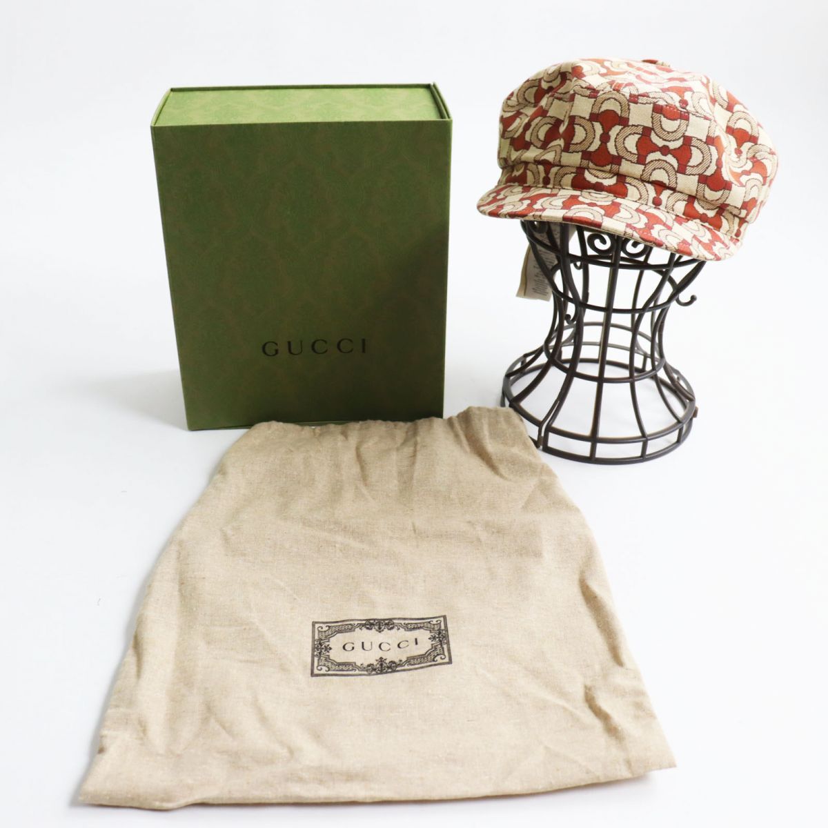 美品○GUCCI グッチ 752791 シルク混 リバーシブル ホースビット/GG