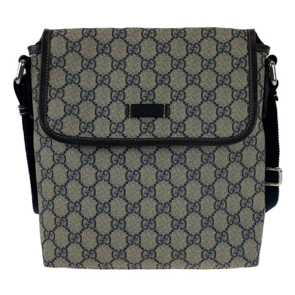 美品 GUCCI グッチ GGスプリーム 男女兼用 ネイビー 紺 ブラウン PVC