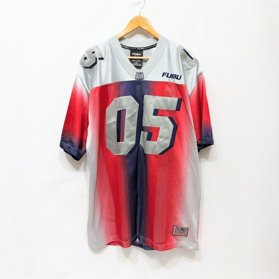 FUBU フブ ヴィンテージ フットボール Tシャツ 05 メッシュ地 Vネック ユニフォーム ゲームシャツ