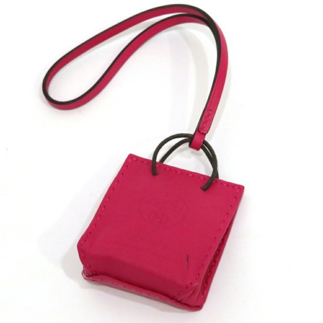 中古 エルメス 小物 サックオランジュ バッグチャーム ABランク ローズ