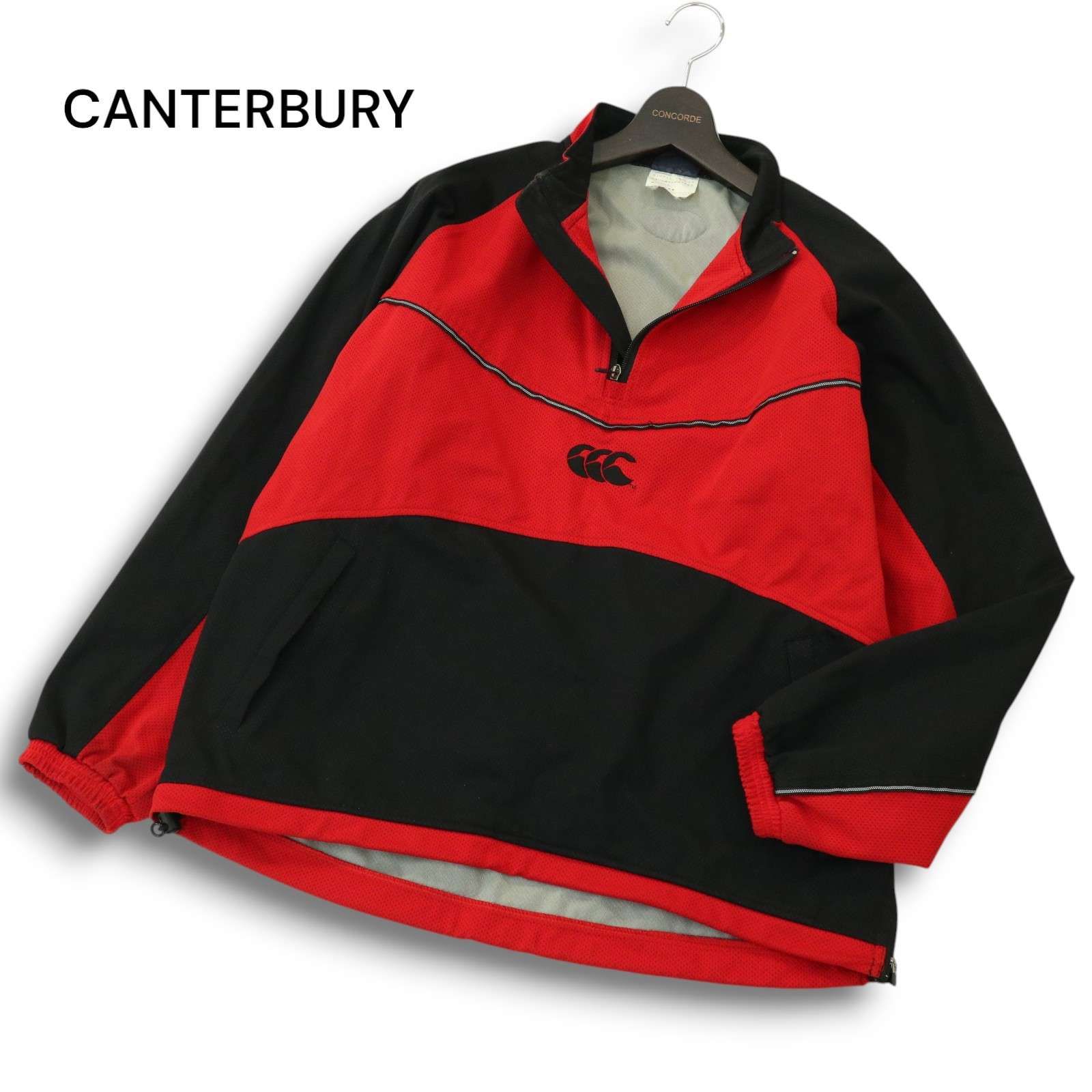 CANTERBURY カンタベリー ラグビー ロゴ刺繍☆ ハーフジップ 切替 プル