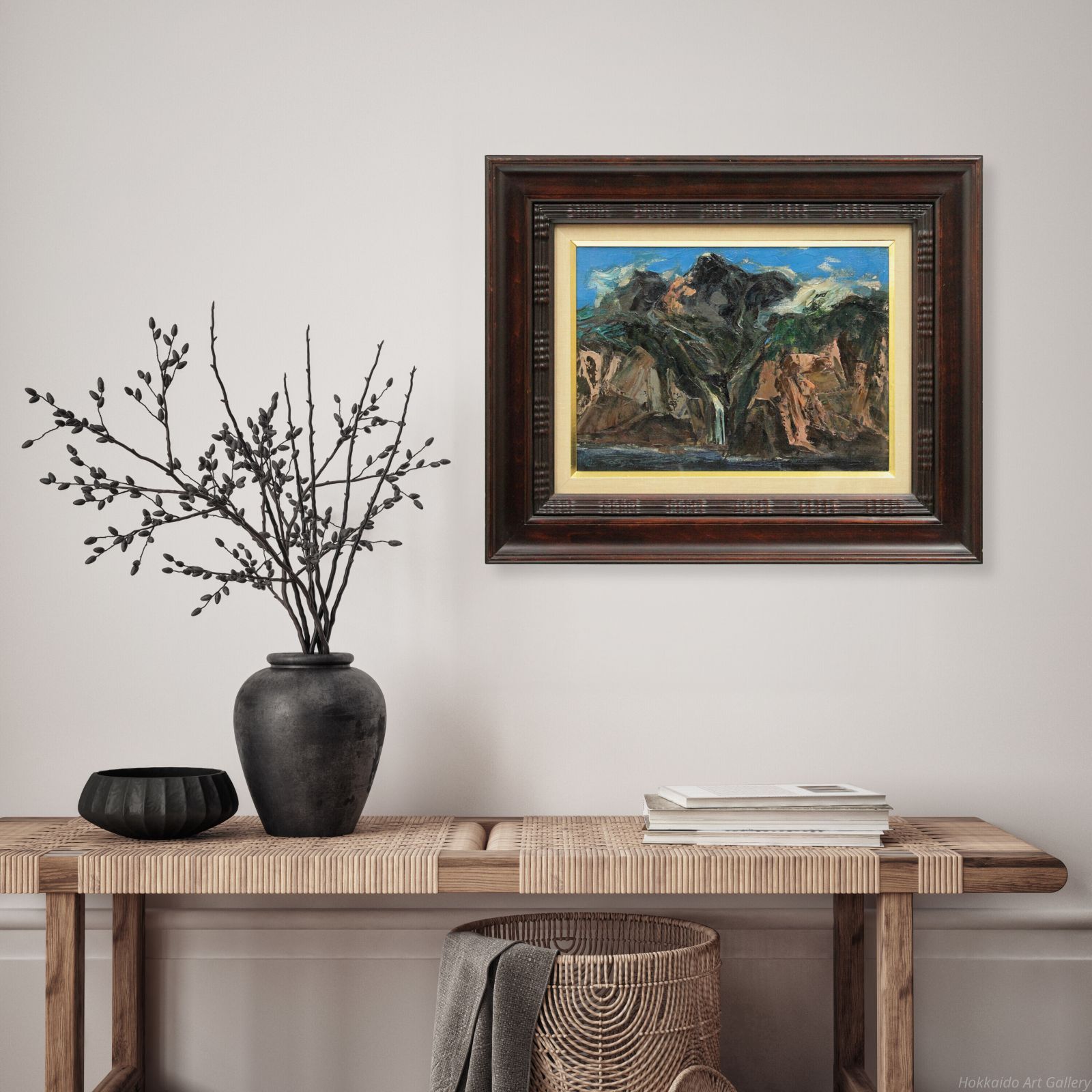 佐々木栄松 知床半島の硫黄山 油絵 油彩画 絵画