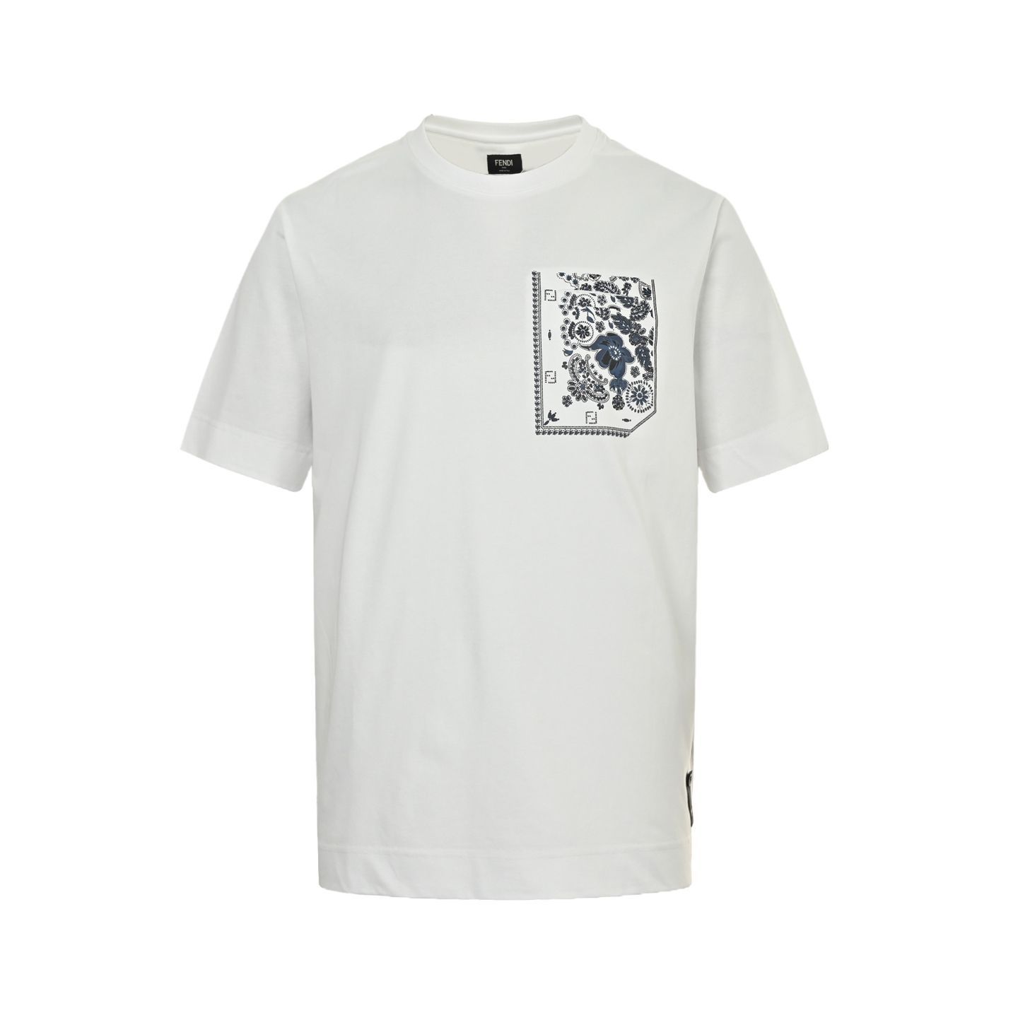 FENDI 25SS FF ペイズリー&サンゴモチーフ コットンTシャツ 今日特価】Fendi / フェンディ 25ss サンゴ花ポケット T シャツ