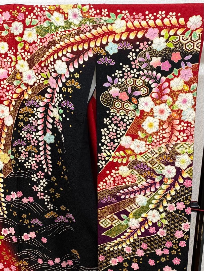 振袖 桐屋 翠山工房 絞り加工 辻ヶ花 銀通し 金彩 身丈175cm 撥水加工