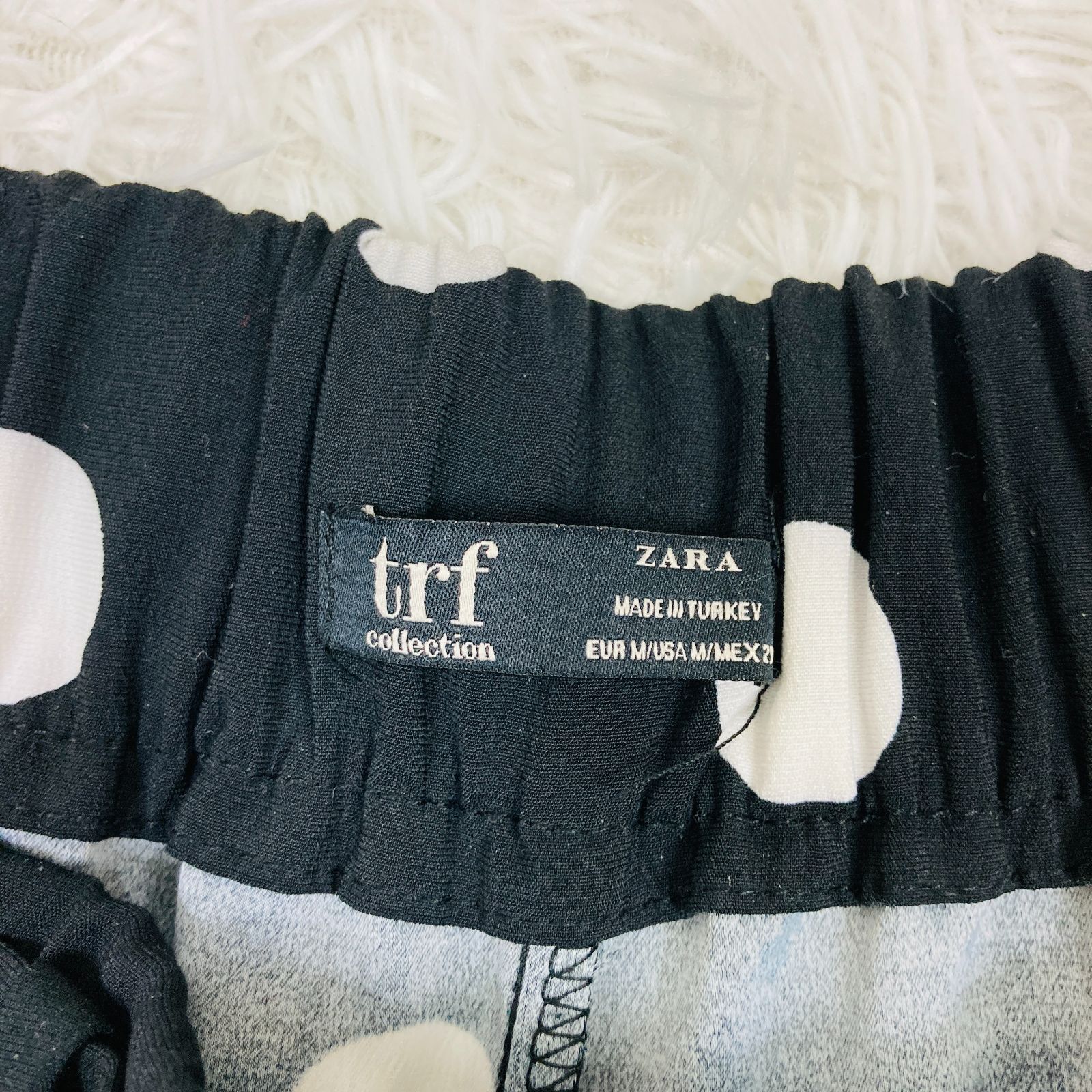 ZARA trf ザラティーアールエフ ロングフレアパンツ ワイド ドット柄 ビッグボタン 可愛い【42】