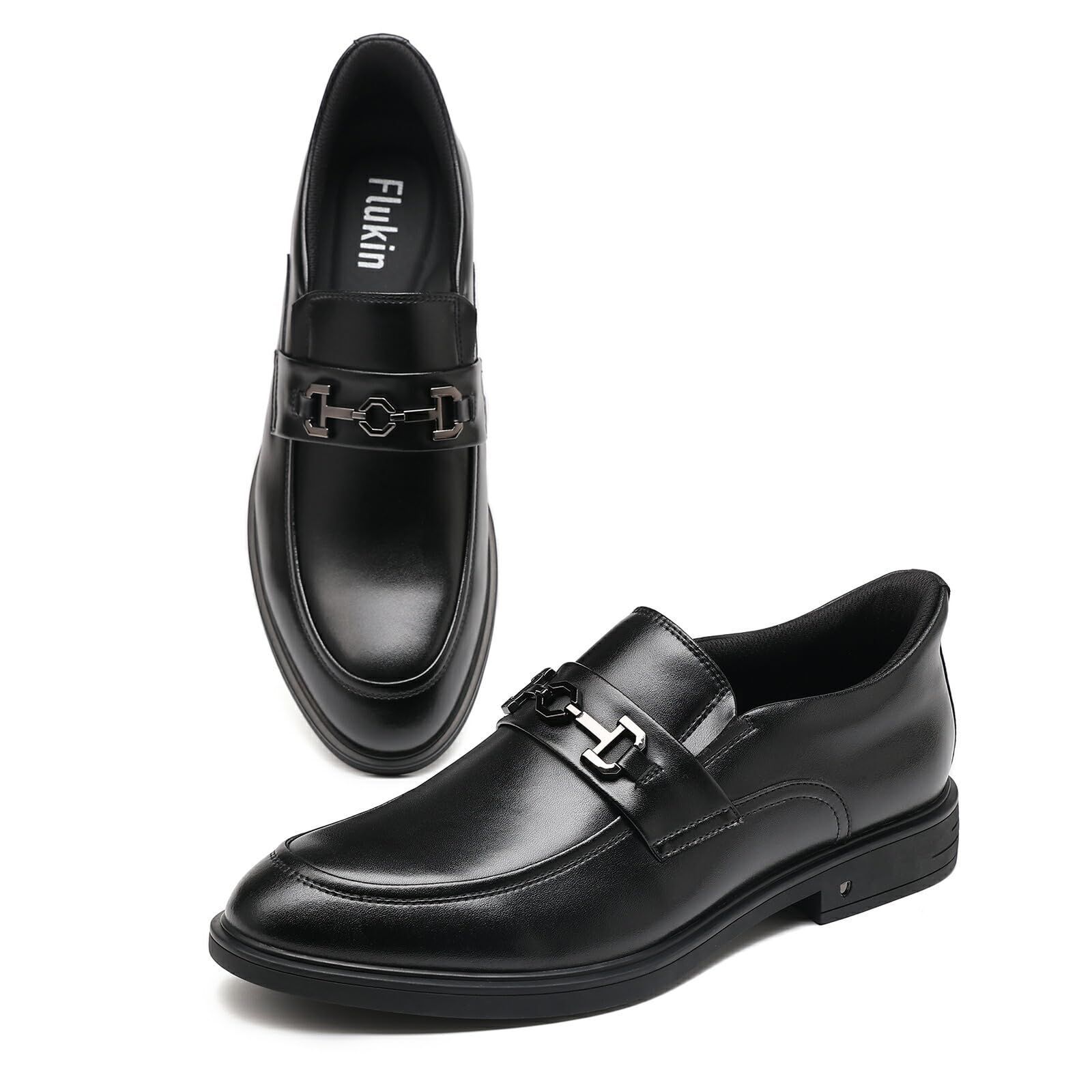 ビジネスシューズ 革靴 立ったままスッと履ける メンズ 走れる ドレスシューズ Flukin 防滑 通気性 紳士靴 内羽根 軽量 防水 レザー フォーマル 疲れない 歩きやすい